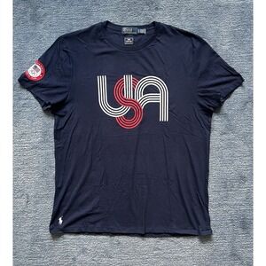 Polo Ralph Lauren Team USA Olympics T-Shirt Men's L Navy 4th‎ of July Patriotic